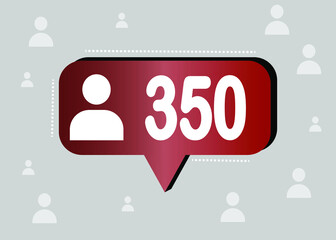 Thank you 350 followers and peoples. Banner for online social group. Vector illustration