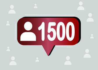 Thank you 1500 followers and peoples. Banner for online social group. Vector illustration