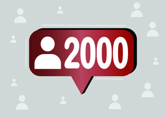 Thank you 2000 followers and peoples. Banner for online social group. Vector illustration
