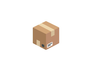 Carton Box Vector Isolated Emoticon. Box Icon