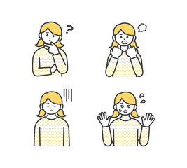 女の子のネガティブな表情のイラスト素材