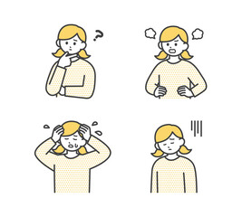 女の子のネガティブな表情のイラスト素材