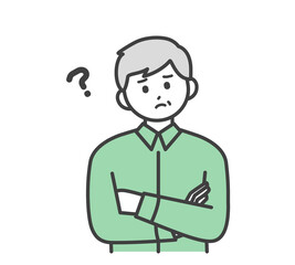 高齢男性のネガティブな表情のイラスト素材