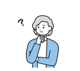 高齢女性のネガティブな表情のイラスト素材