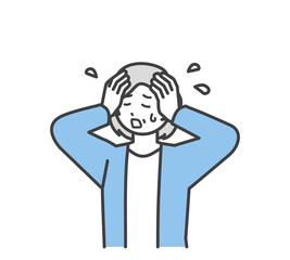 高齢女性のネガティブな表情のイラスト素材