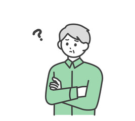 高齢男性のネガティブな表情のイラスト素材