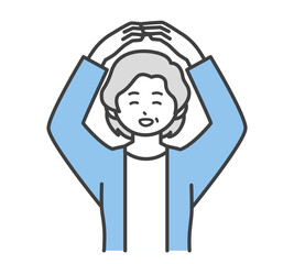 手でまるを作る高齢女性のイラスト素材