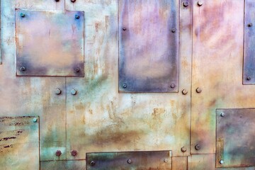 Background with metallic coating and bolts