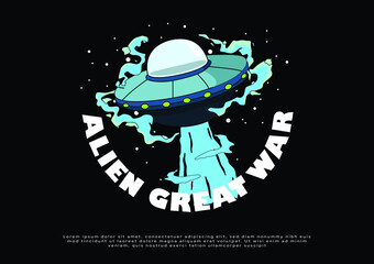 Fototapeta premium ufo illustration for clothing artwork 
