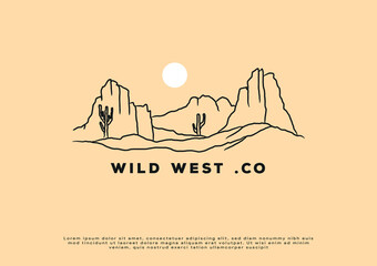 Minimalist desert hill hand drawn logo