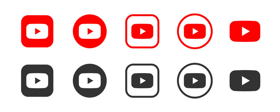 Youtube vector logo icon set