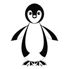 Penguin, graphic drawing, on a white background, character,