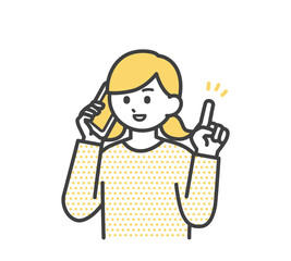 女の子がスマートフォンで連絡するイラスト素材