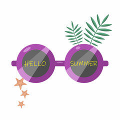banner hello summer with sunglasses