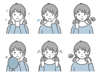 顔の肌に関する色々　私服の女の子