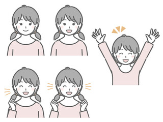 喜ぶ表情の強弱　私服の女の子