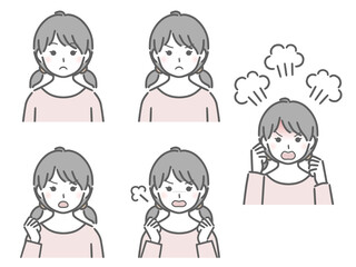 怒る表情の強弱　私服の女の子