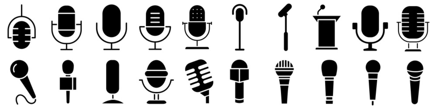 Microphone Icon Vector Set. Mic Illustration Sign Collection. Karaoke Symbol. Rec Logo.