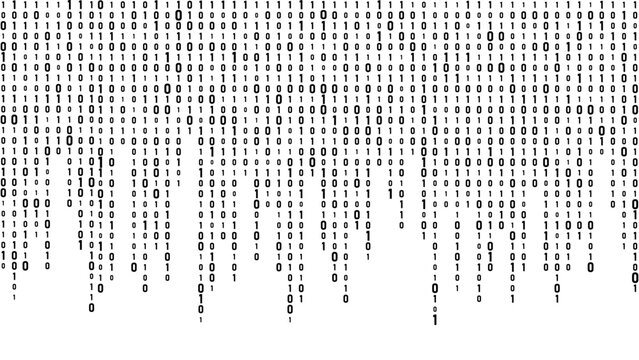 Technology vector binary code. Random falling digits on screen. Hacked software. Matrix sciense background. Big data analytics.