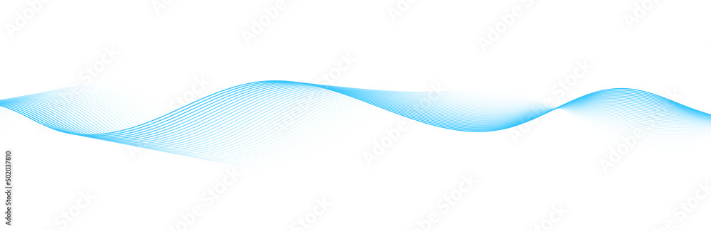 Poster abstract blue smooth wave on a white background. dynamic sound wave. design element. vector illustra