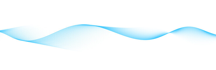 Abstract blue smooth wave on a white background. Dynamic sound wave. Design element. Vector illustration.