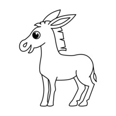 Basic Donkey cartoon coloring page illustration vector. For kids coloring book.