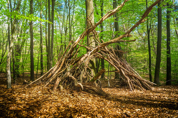 Childrens Play Hut of Twigs and Branches