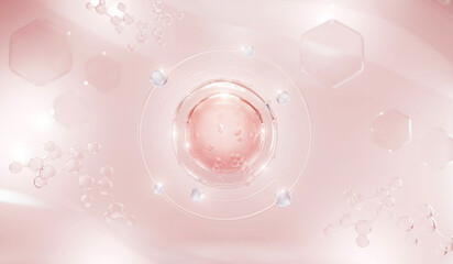 3D Collagen Skin Serum and Vitamin illustration isolated on soft color background. concept skin care cosmetics solution. 3d rendering.