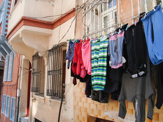 Fototapeta na wymiar clothes hanging on the clothesline