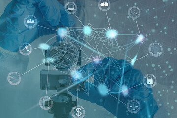 Futuristic user interface concept. Graphical User Interface(GUI). Head up Display. Internet of things.