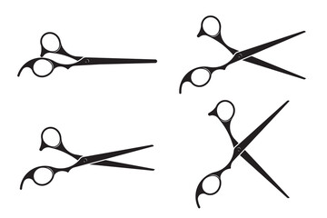 Hairdress barber scissors, professional salon tools. Hairdressing design element. - obrazy, fototapety, plakaty
