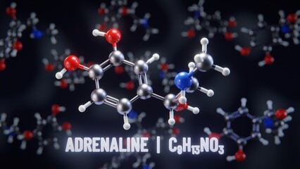 Adrenaline molecular structure. 3D illustration - obrazy, fototapety, plakaty