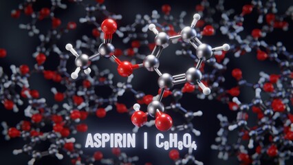 Aspirin molecular structure. 3D illustration - obrazy, fototapety, plakaty