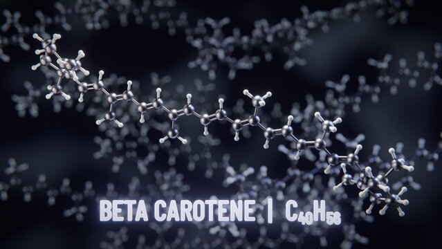 Beta-Carotene molecular structure. 3D illustration