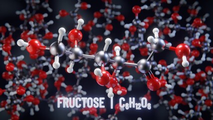 Fructose molecular structure. 3D illustration