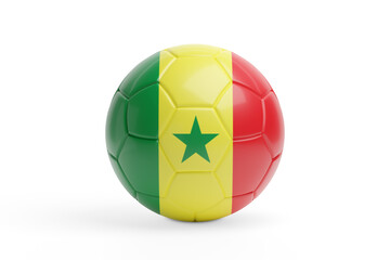 Soccer ball with the colors of the Senegal flag. 3d illustration.