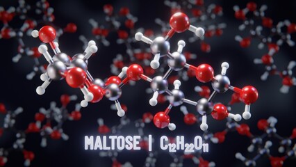 Maltose molecular structure. 3D illustration