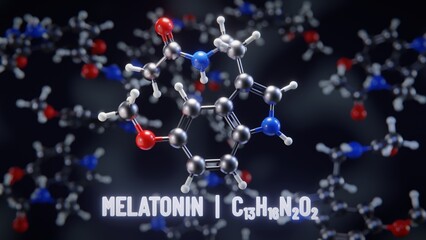Melatonin molecular structure. 3D illustration