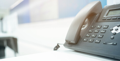 close up telephone landline at office concept