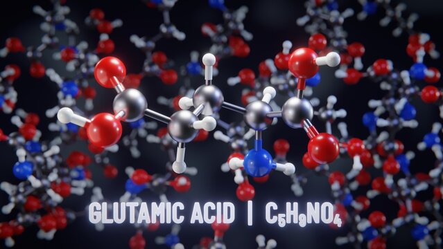 Glutamic acid molecular structure. 3D illustration