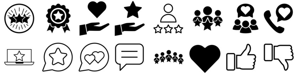 Testimonial line icon vector set. rating illustration sign collection. experience symbol. consumer logo. - obrazy, fototapety, plakaty