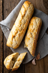 Crispy baguette with butter and garlic