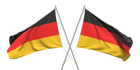 Isolated flags of Germany on white background. 3D rendering
