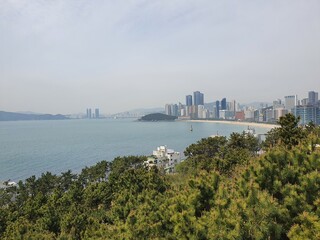 Ocean View in the morning from Dalmaji Hill, Busan, South Korea