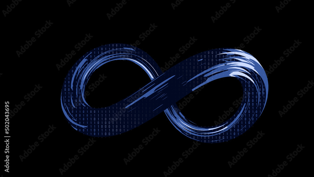Poster Metaverse technology/Infinite symbol community connection of metaverse world global network technology system and abstract loop sign element on innovation digital communication.