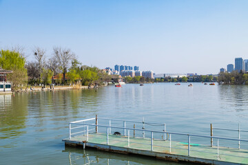 Naklejka premium The lake skyline of Tianjin Water Park