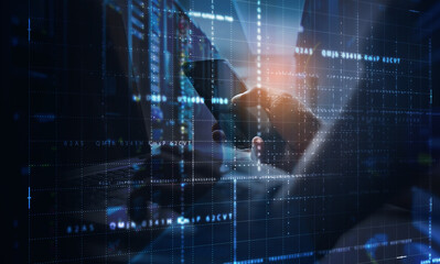 Digital technology, big data storage, digital software development, cyber security concept....