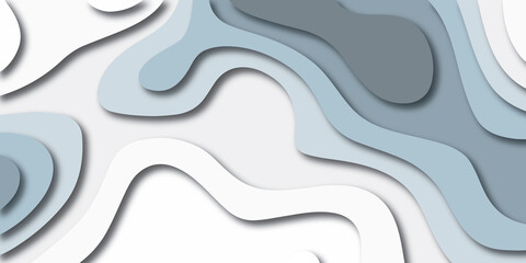 White paper cut background. Abstract realistic papercut decoration textured with wavy layers. 3d topography relief. Vector topographic illustration.
