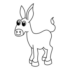 Donkey cartoon coloring page illustration vector. For kids coloring book.