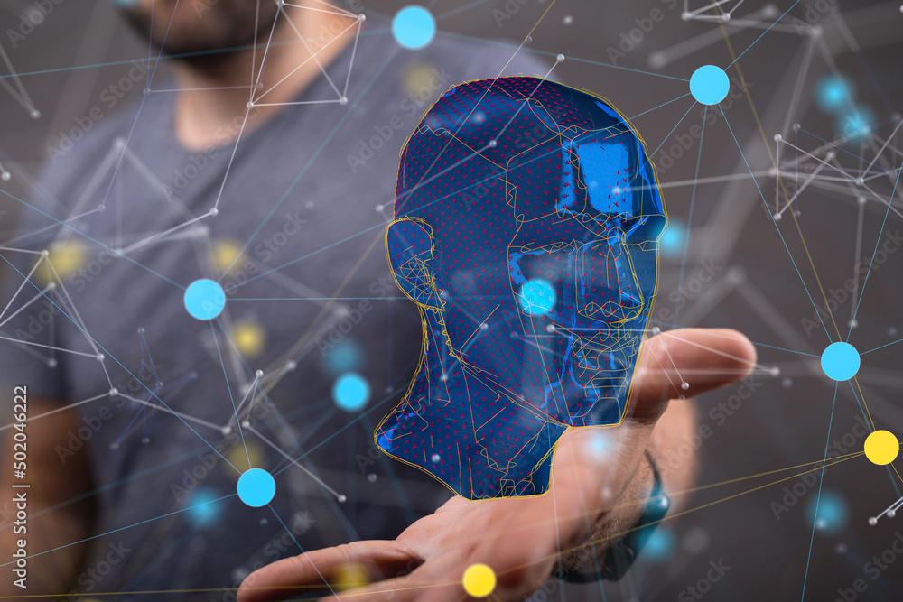 Poster human head and brain.deep learning , machine learning and artificial intelligence , ai technology,